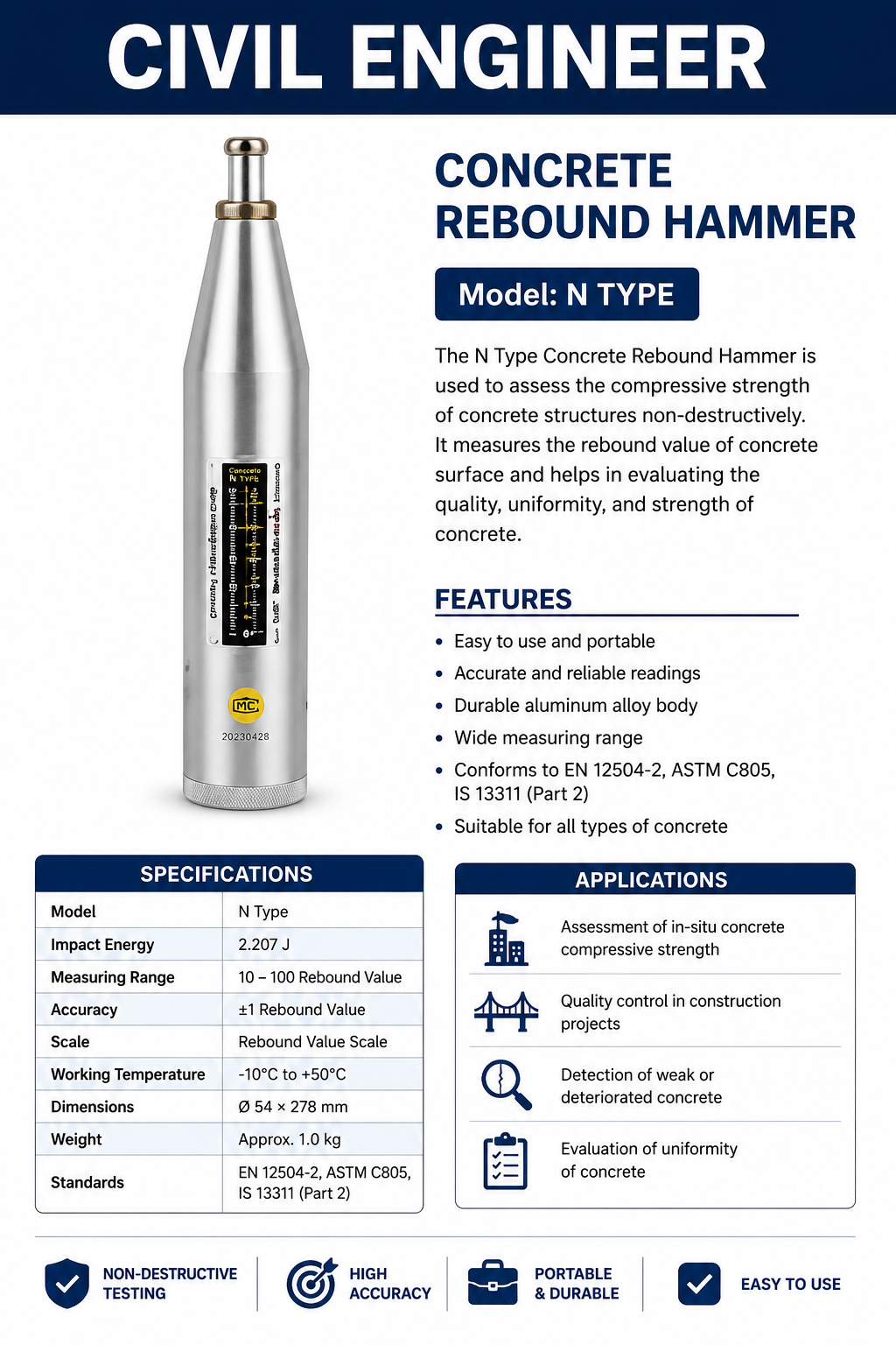 Schmidt Concrete Rebound Hammer
